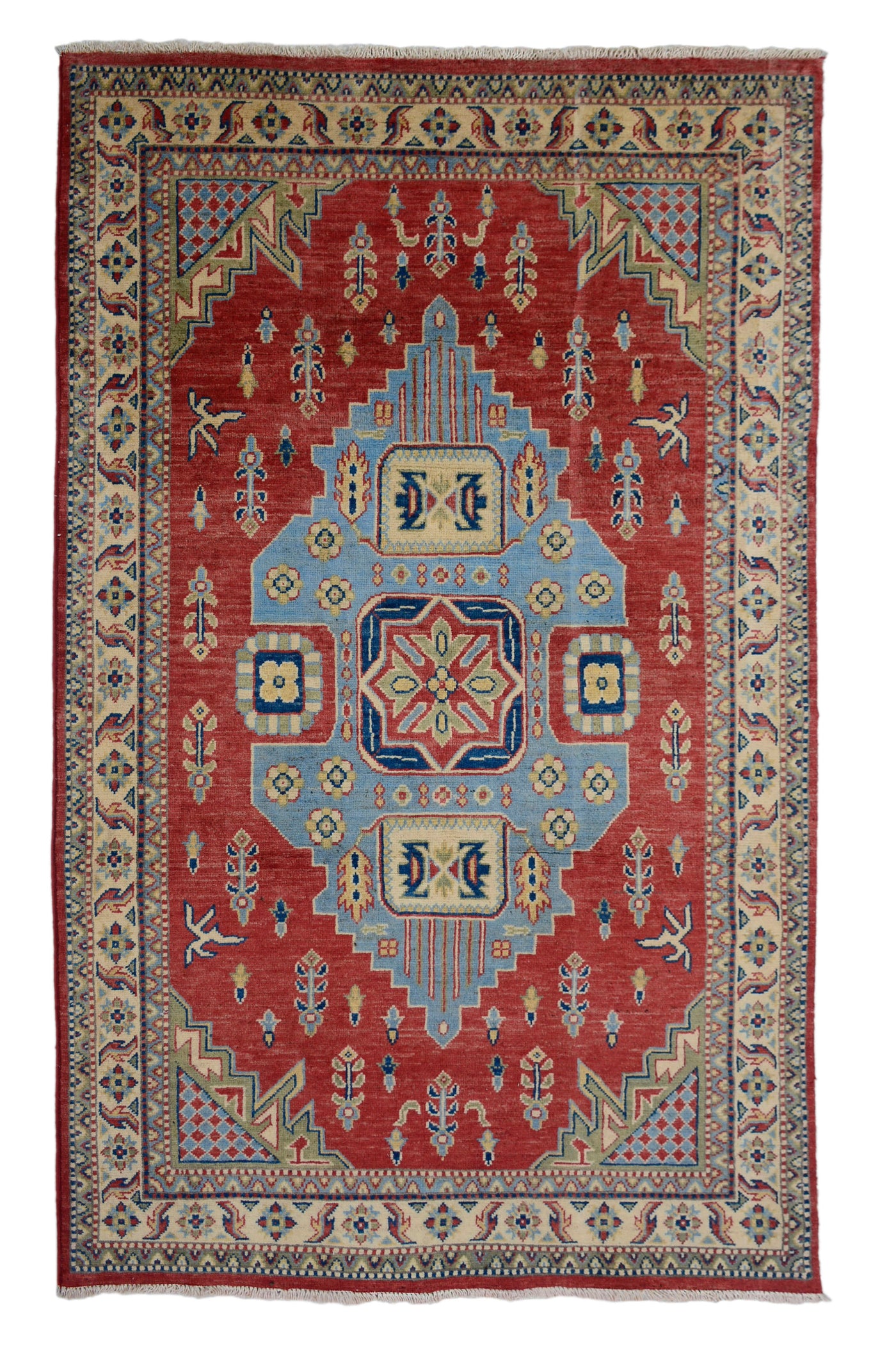 Kazak Afghan Rug – Cerulean Crest
