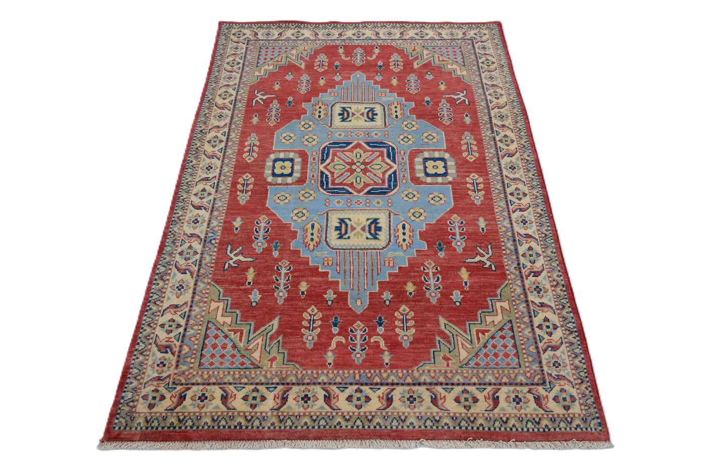 Kazak Afghan Rug – Cerulean Crest