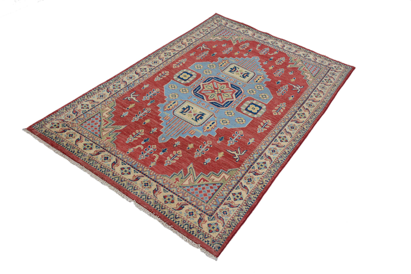 Kazak Afghan Rug – Cerulean Crest