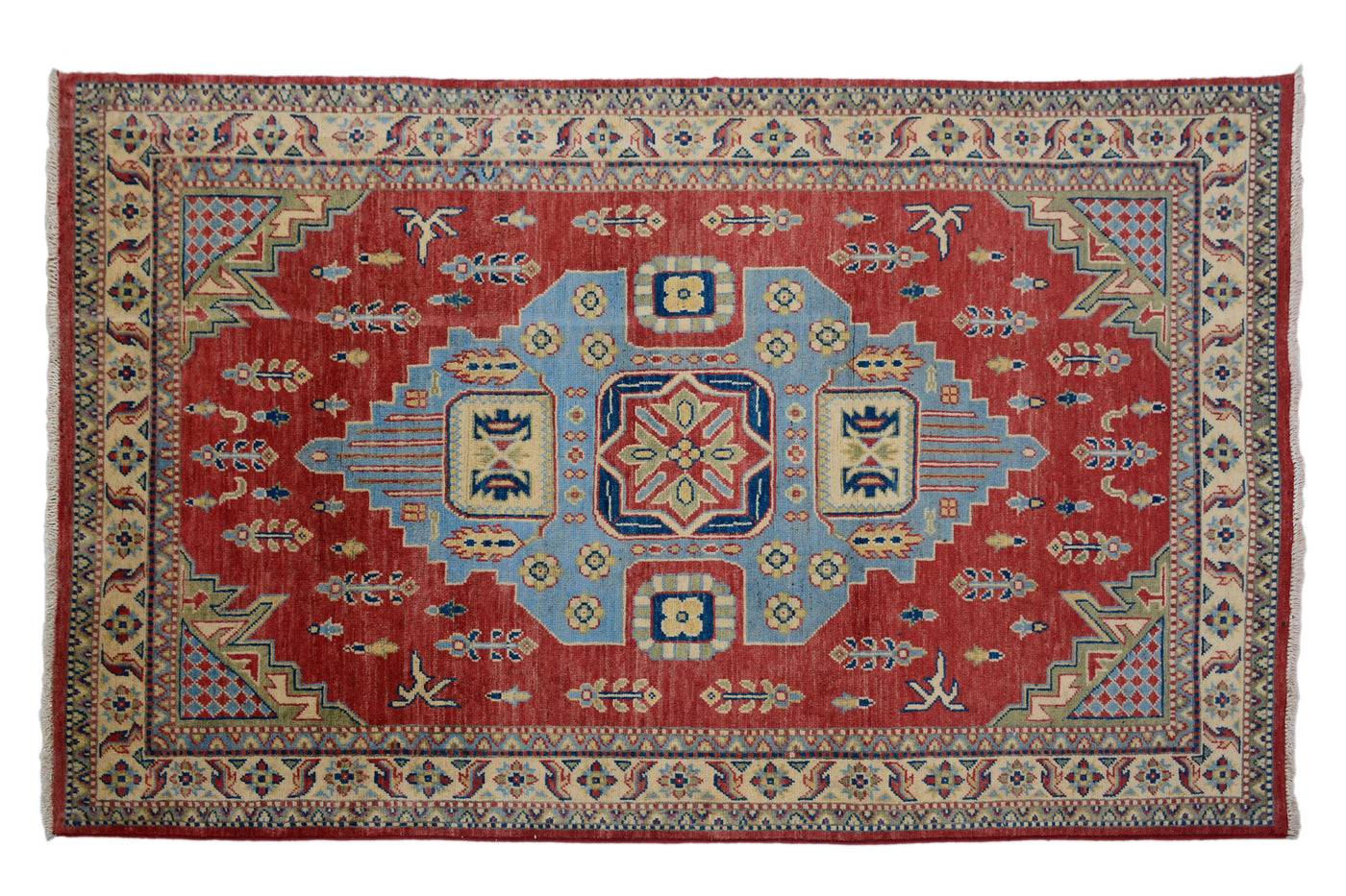 Kazak Afghan Rug – Cerulean Crest