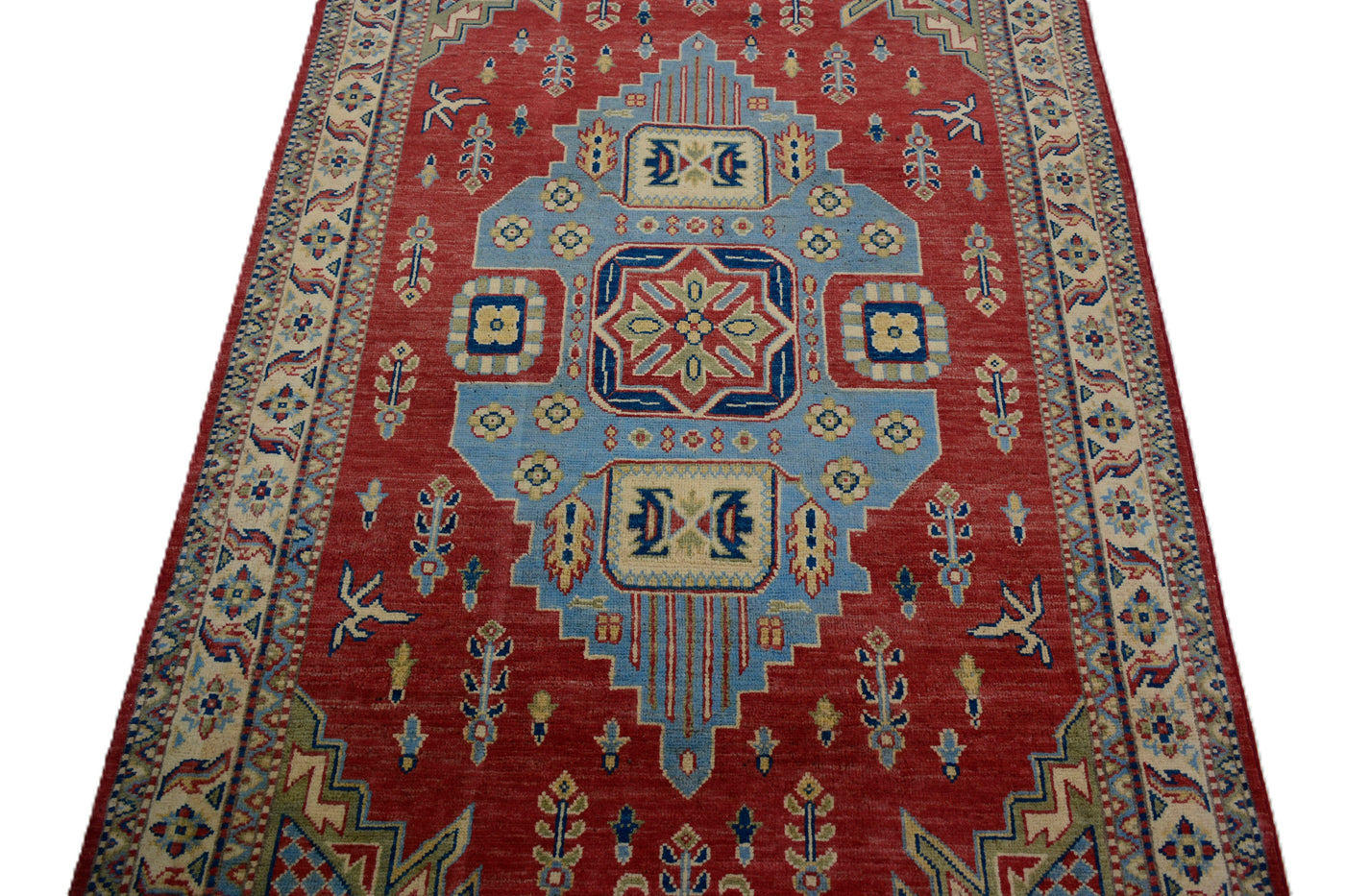 Kazak Afghan Rug – Cerulean Crest
