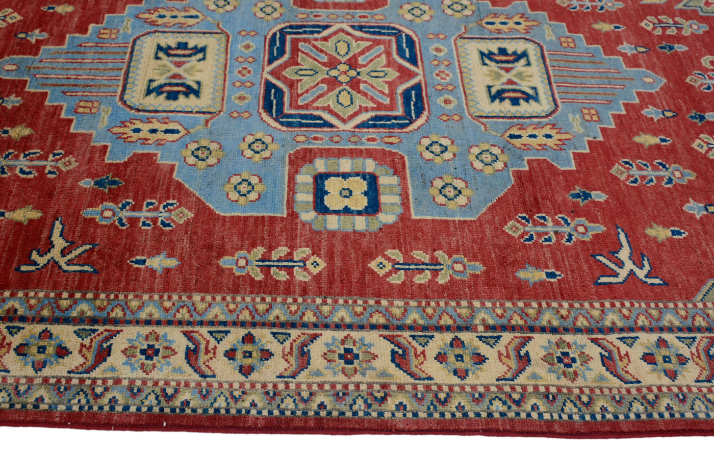 Kazak Afghan Rug – Cerulean Crest