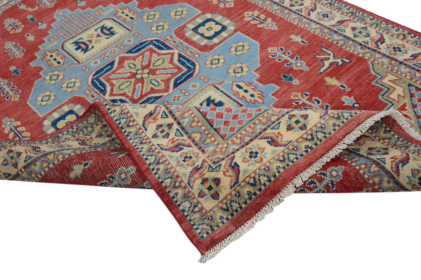 Kazak Afghan Rug – Cerulean Crest