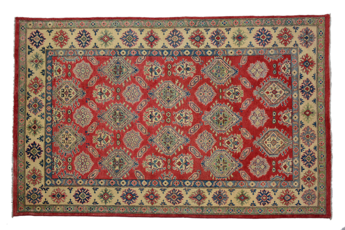 Kazak Afghan Rug – Alabaster Emblem