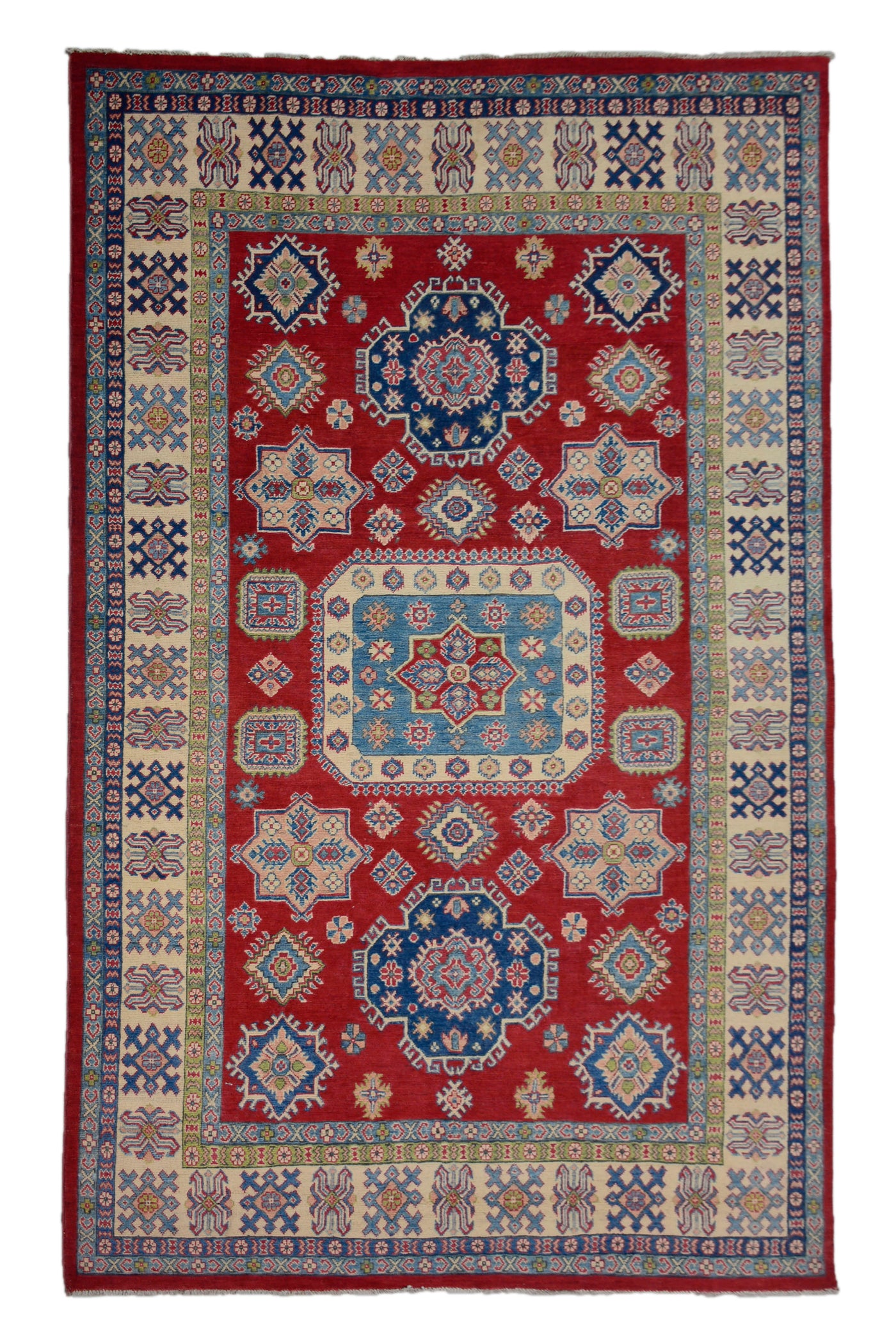 Kazak Afghan Rug – Azure Frame