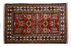 Afghan Super Kazak Rug, 59 x 91 cm (SKU: SKZK-2009)
