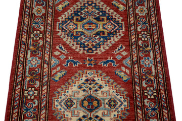 Afghan Super Kazak Rug, 59 x 91 cm (SKU: SKZK-2010)