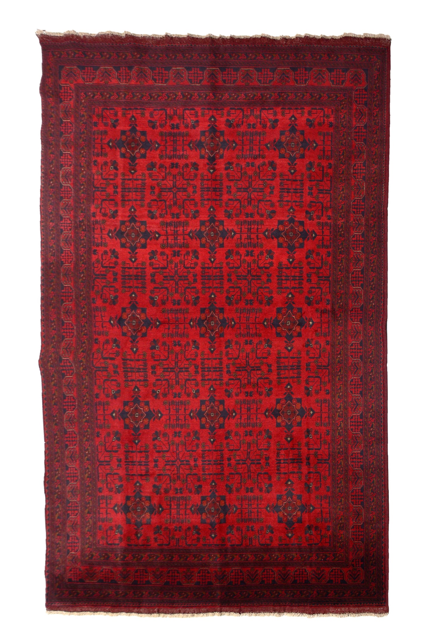 Khal Mohammadi Afghan Rug – Claret Triptych
