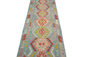 Hand-woven Afghan Kilim Runner, 90 x 305 cm