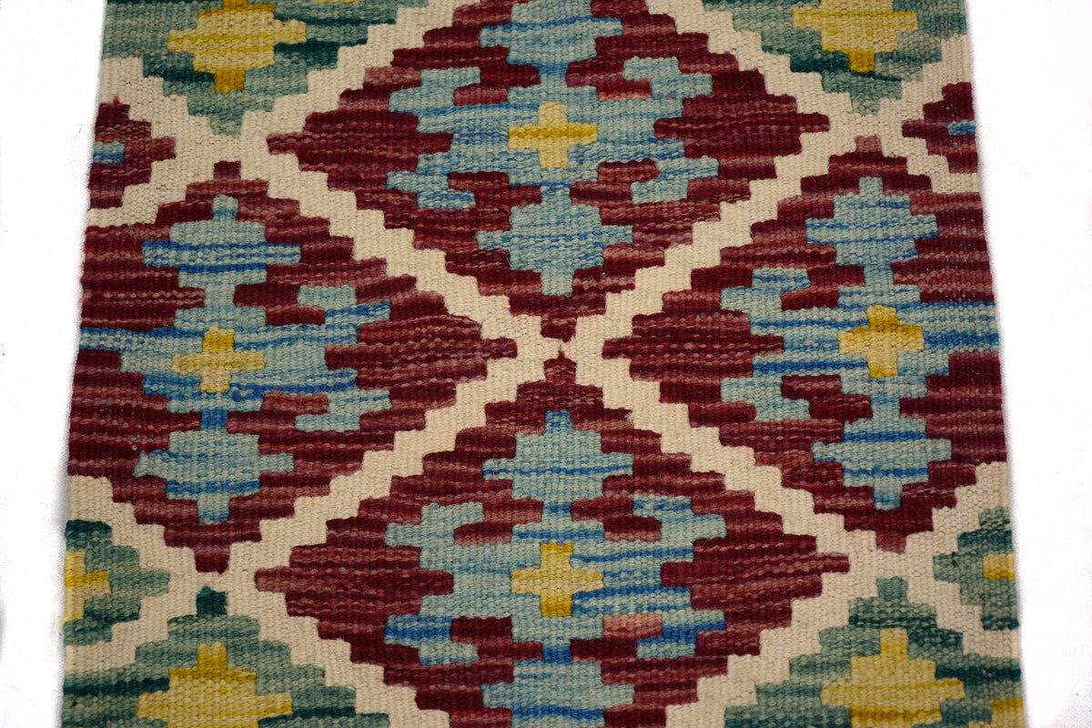 Mini Afghan Kilim Mat – Cobalt Mosaic