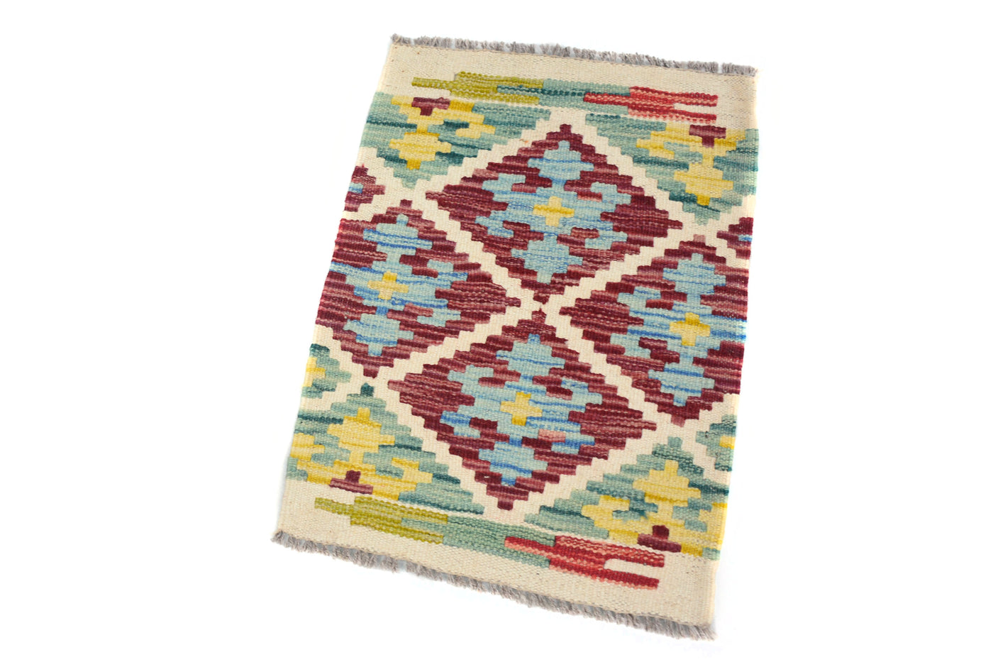 Mini Afghan Kilim Mat – Cobalt Mosaic