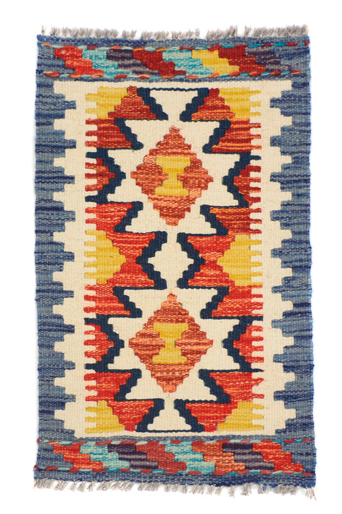 Mini Afghan Kilim Mat – Cobalt Tapestry