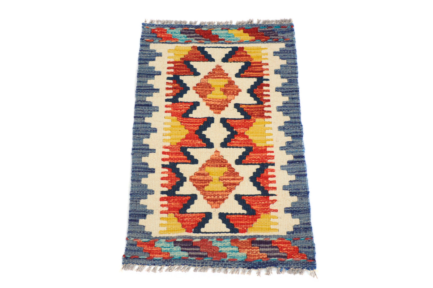 Mini Afghan Kilim Mat – Cobalt Tapestry