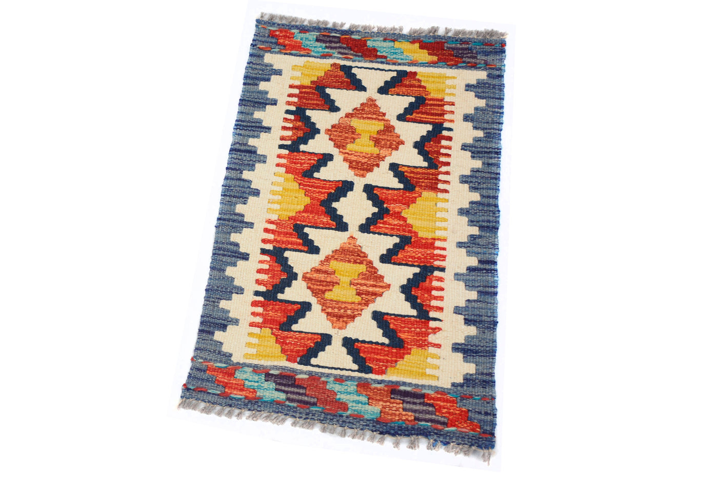 Mini Afghan Kilim Mat – Cobalt Tapestry