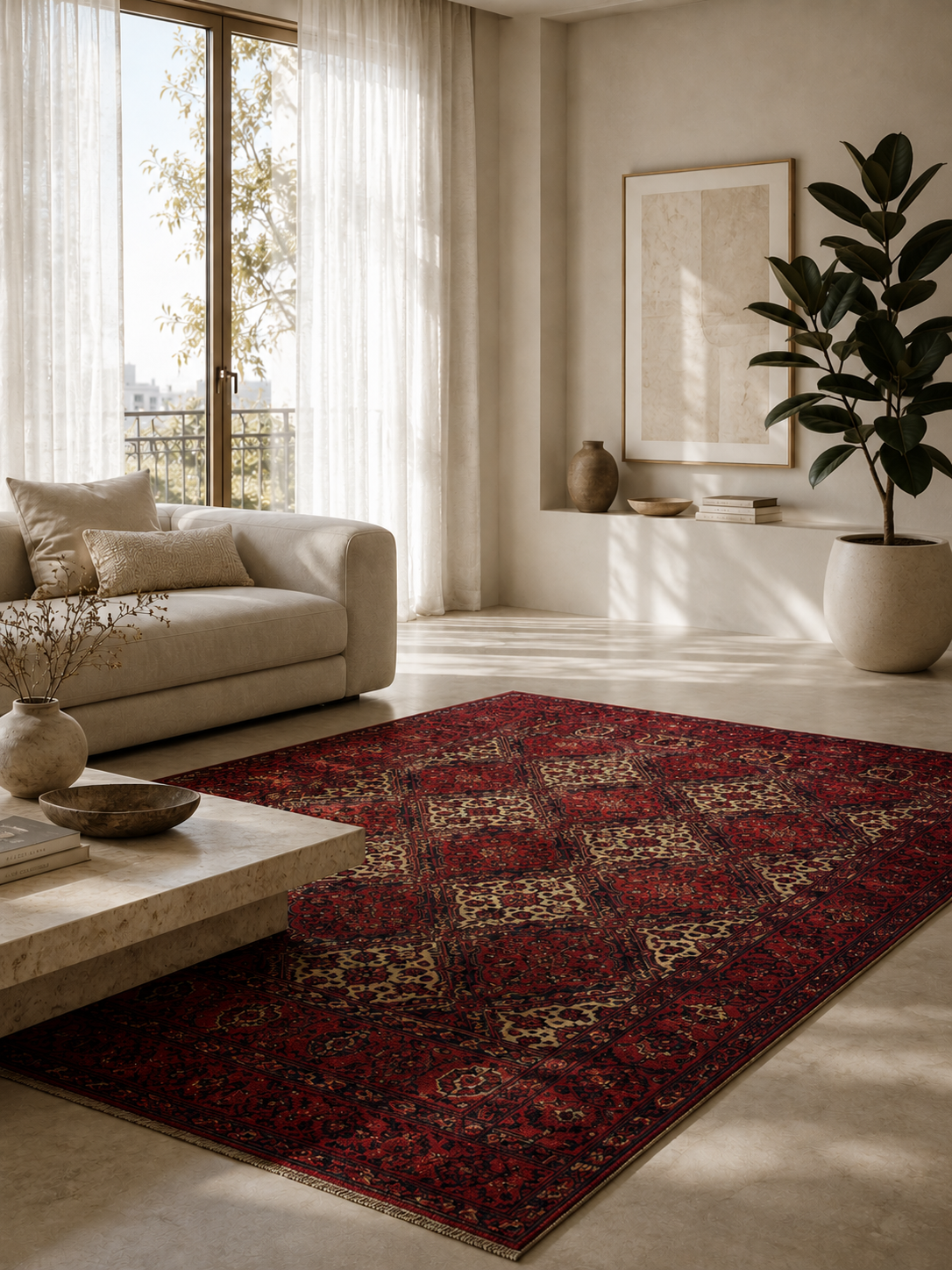 Biljik Afghan Rug – Rosewood Trellis