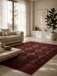Biljik Afghan Rug – Ivory Bloom
