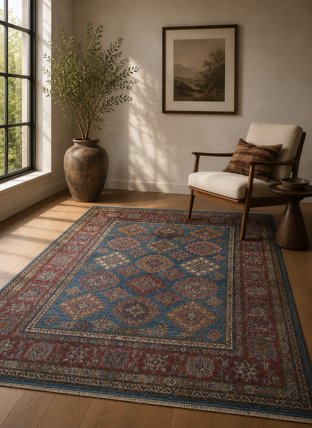 Super Kazak Afghan Rug – Marine Mosaic