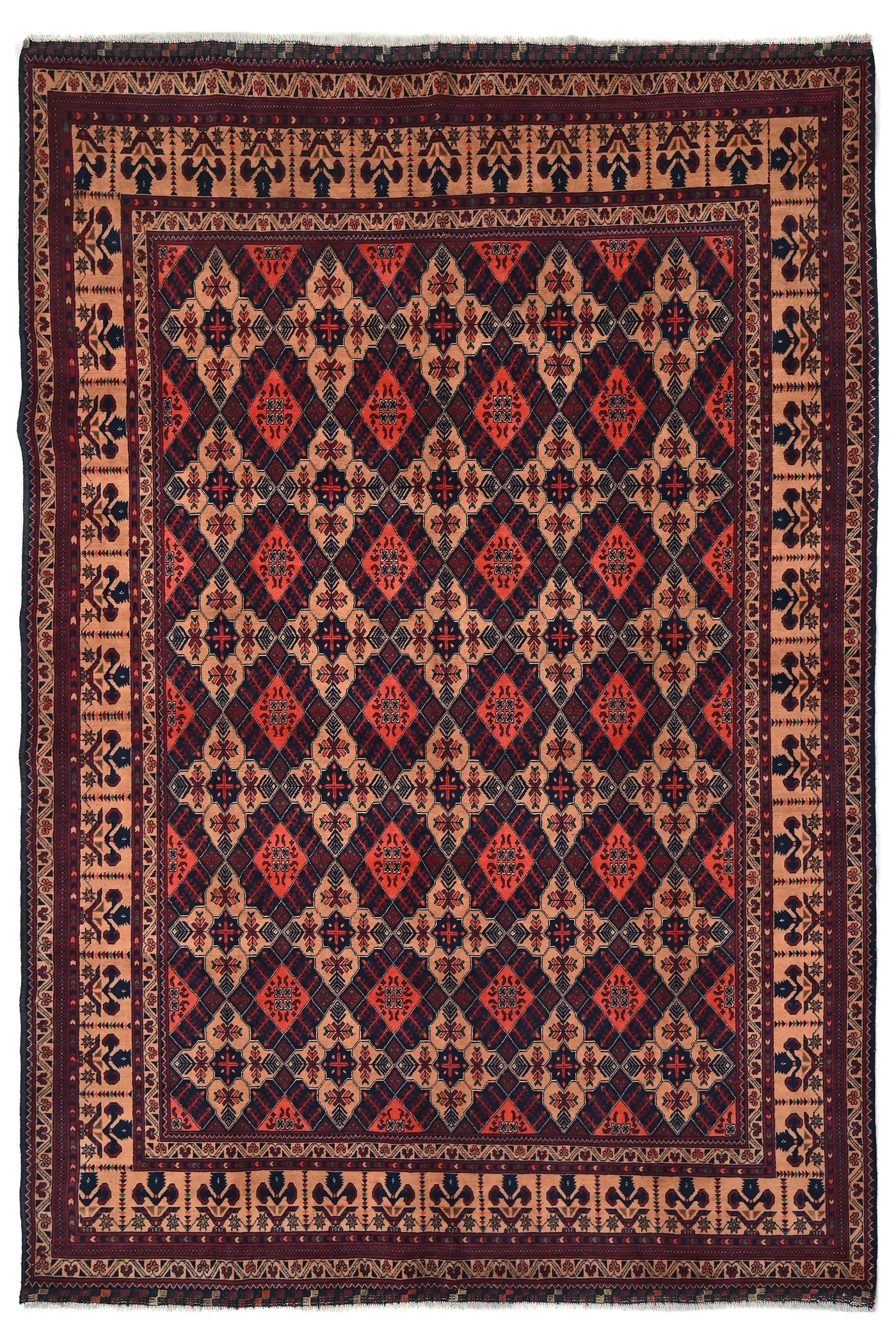 Biljik Afghan Rug – Rust Diamond