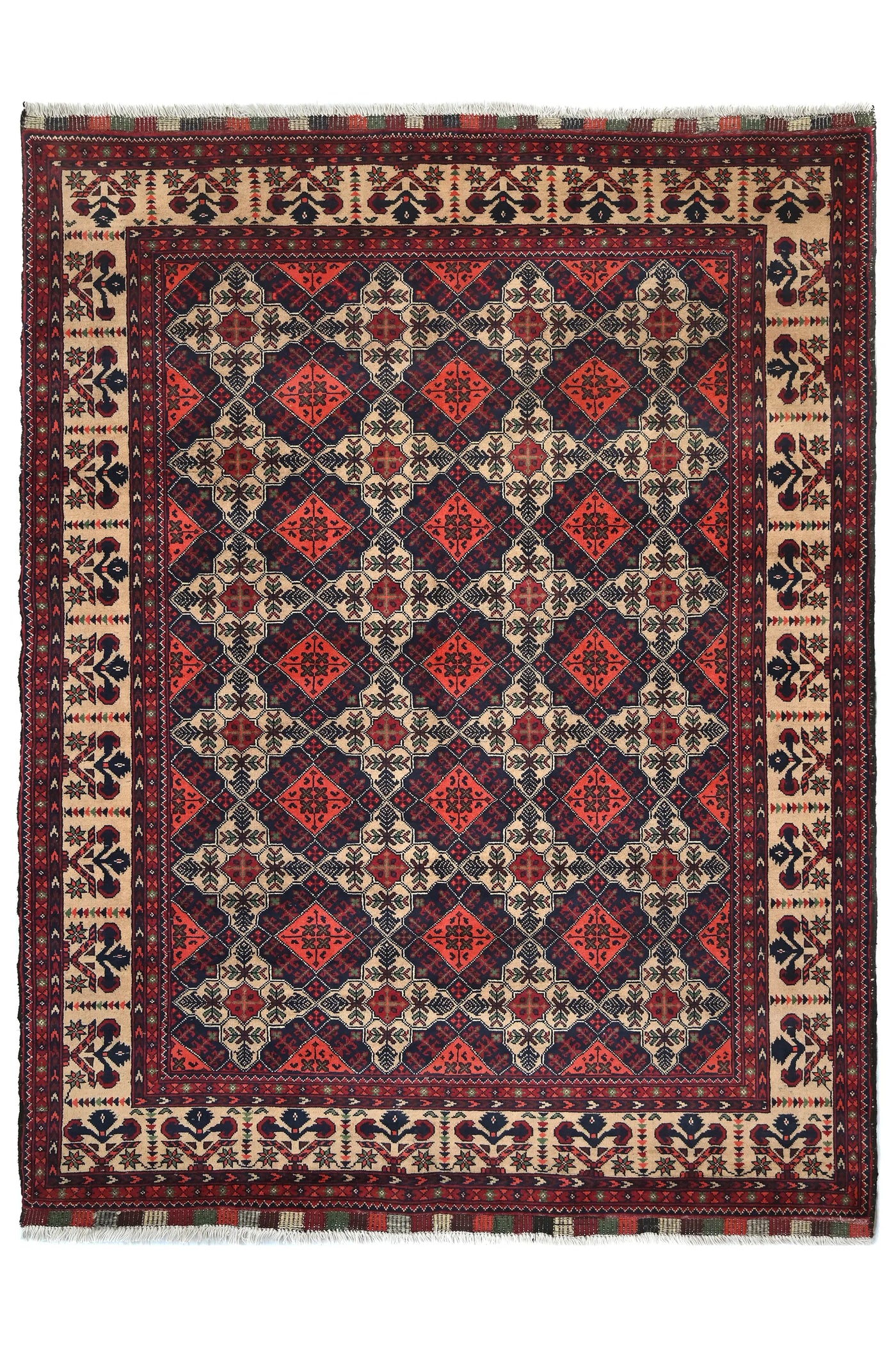 Biljik Afghan Rug – Alabaster Border