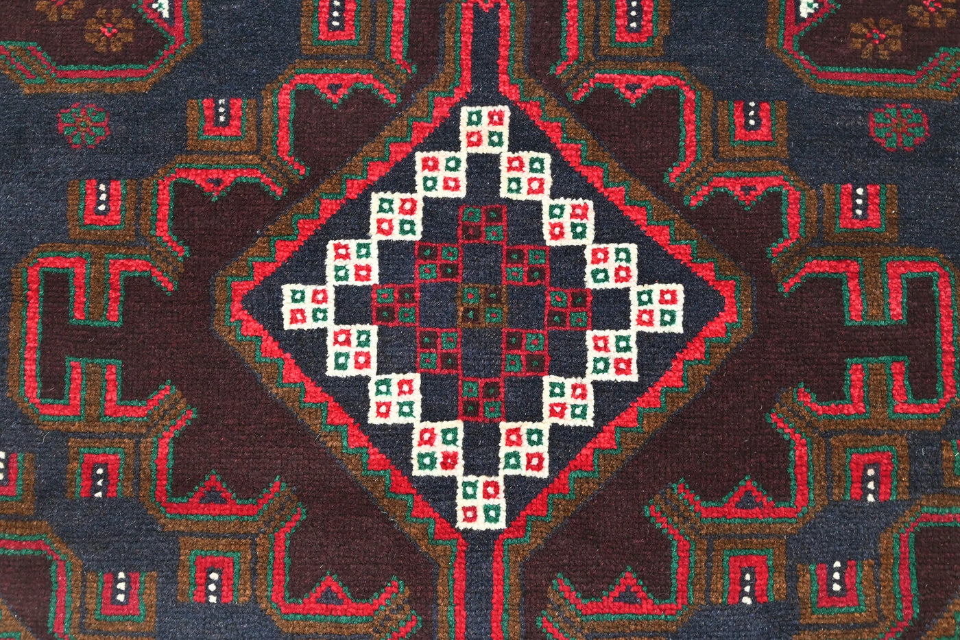 Baluchi Persian Rug – Claret Triptych