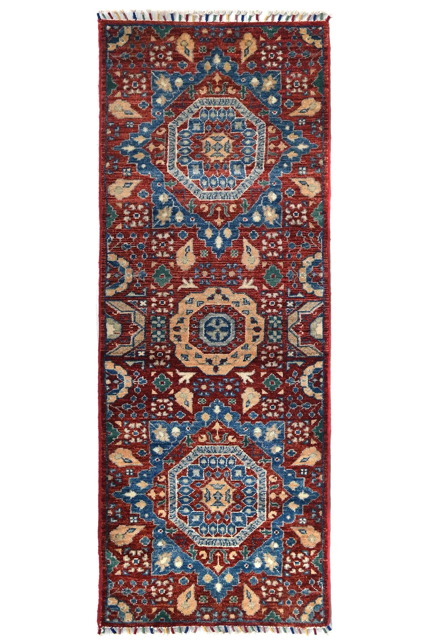 Chobi Afghan Runner Rug – Indigo Cadence