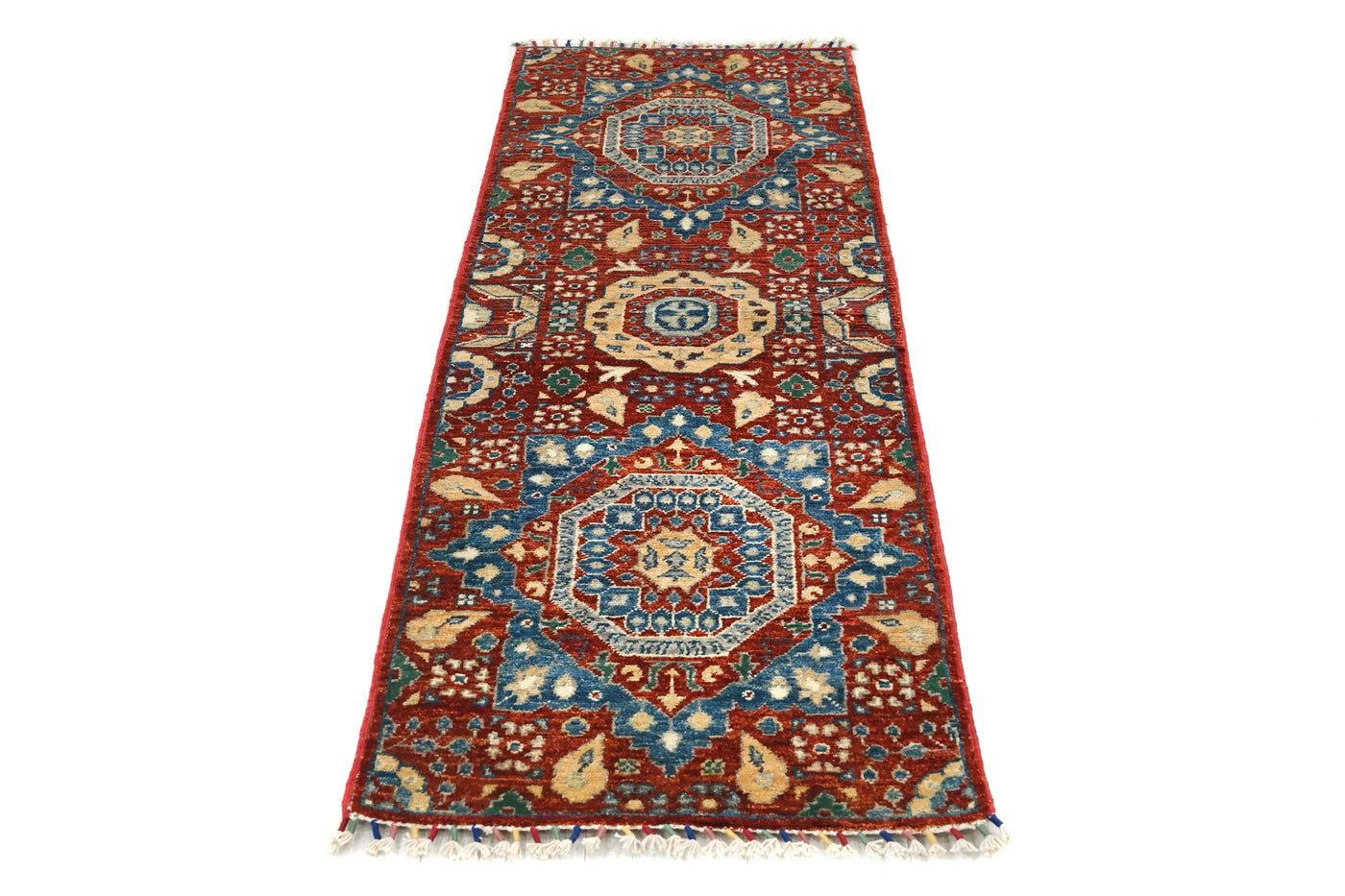 Chobi Afghan Runner Rug – Indigo Cadence