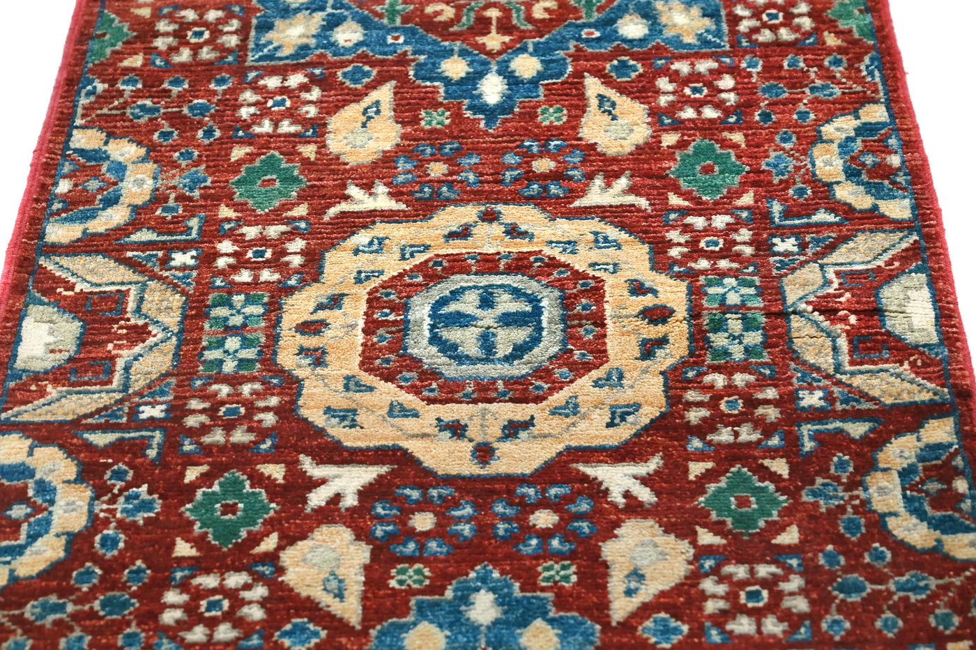 Chobi Afghan Runner Rug – Indigo Cadence