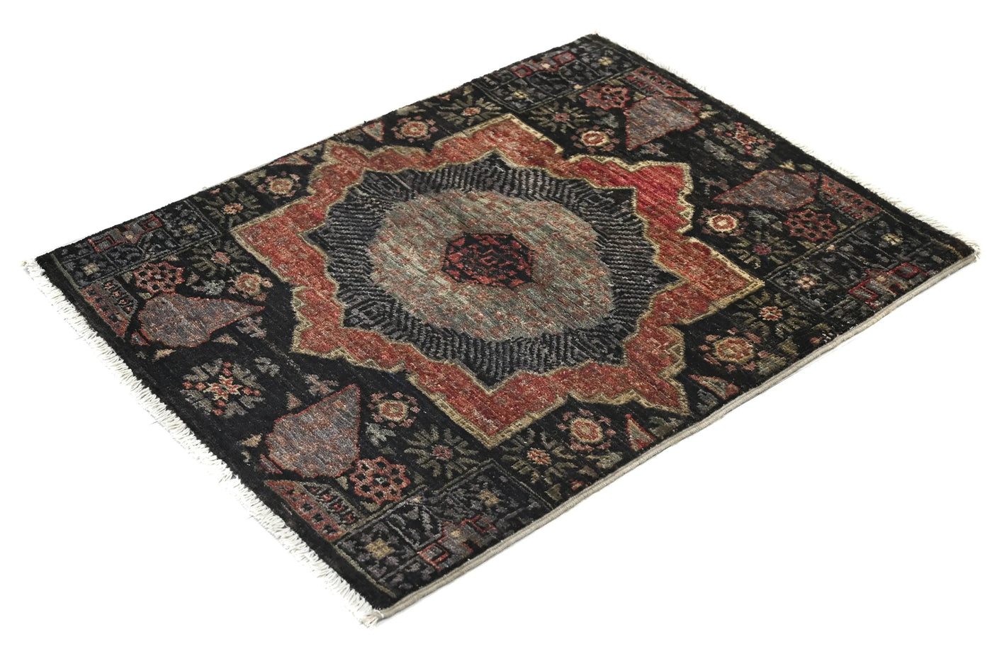 Chobi Afghan Rug – Graphite Constellation