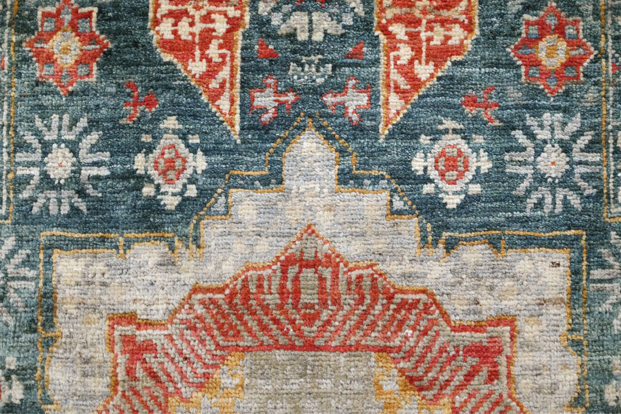 Chobi Afghan Rug – Teal Oasis