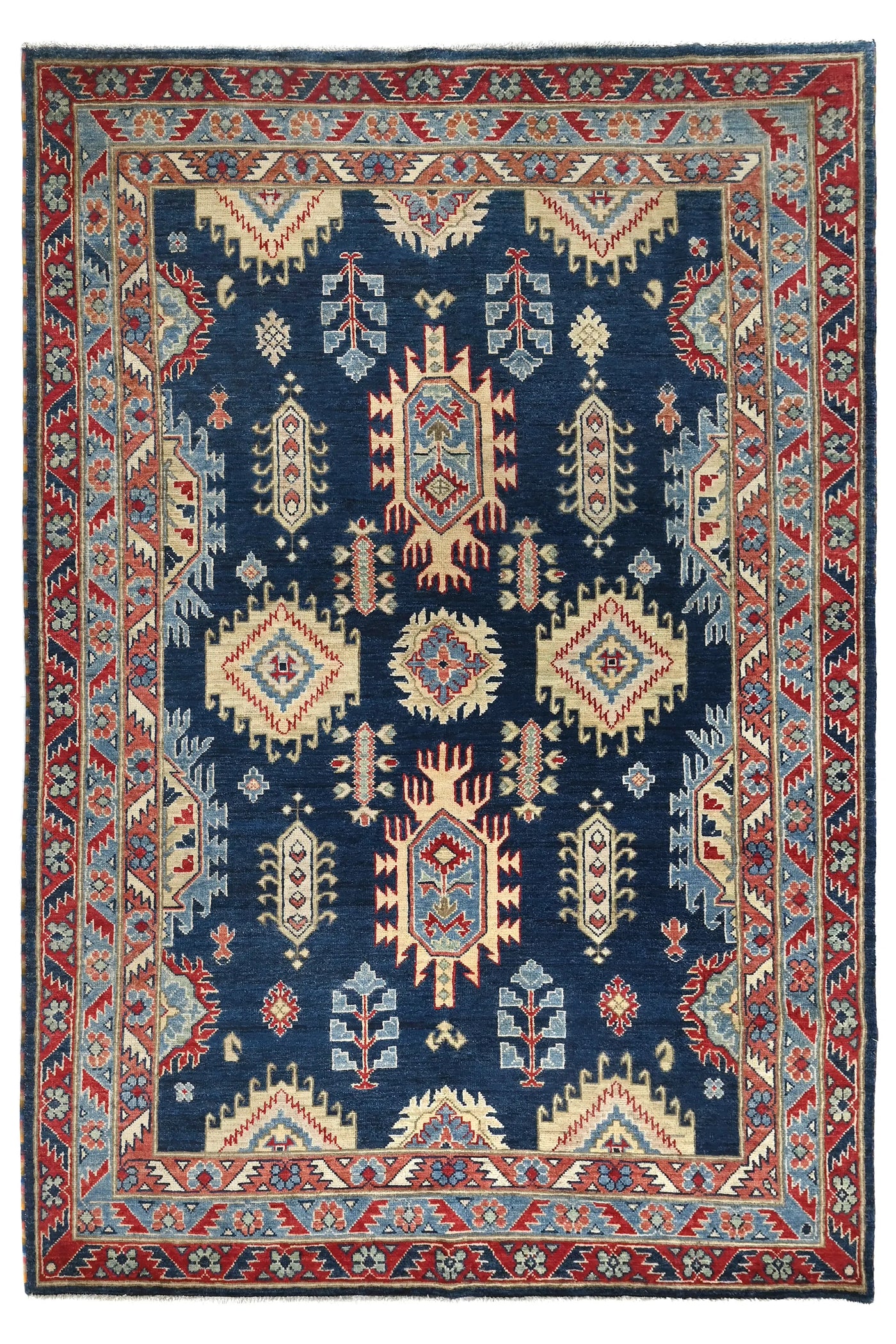 Chobi Afghan Rug – Cerulean Diamond