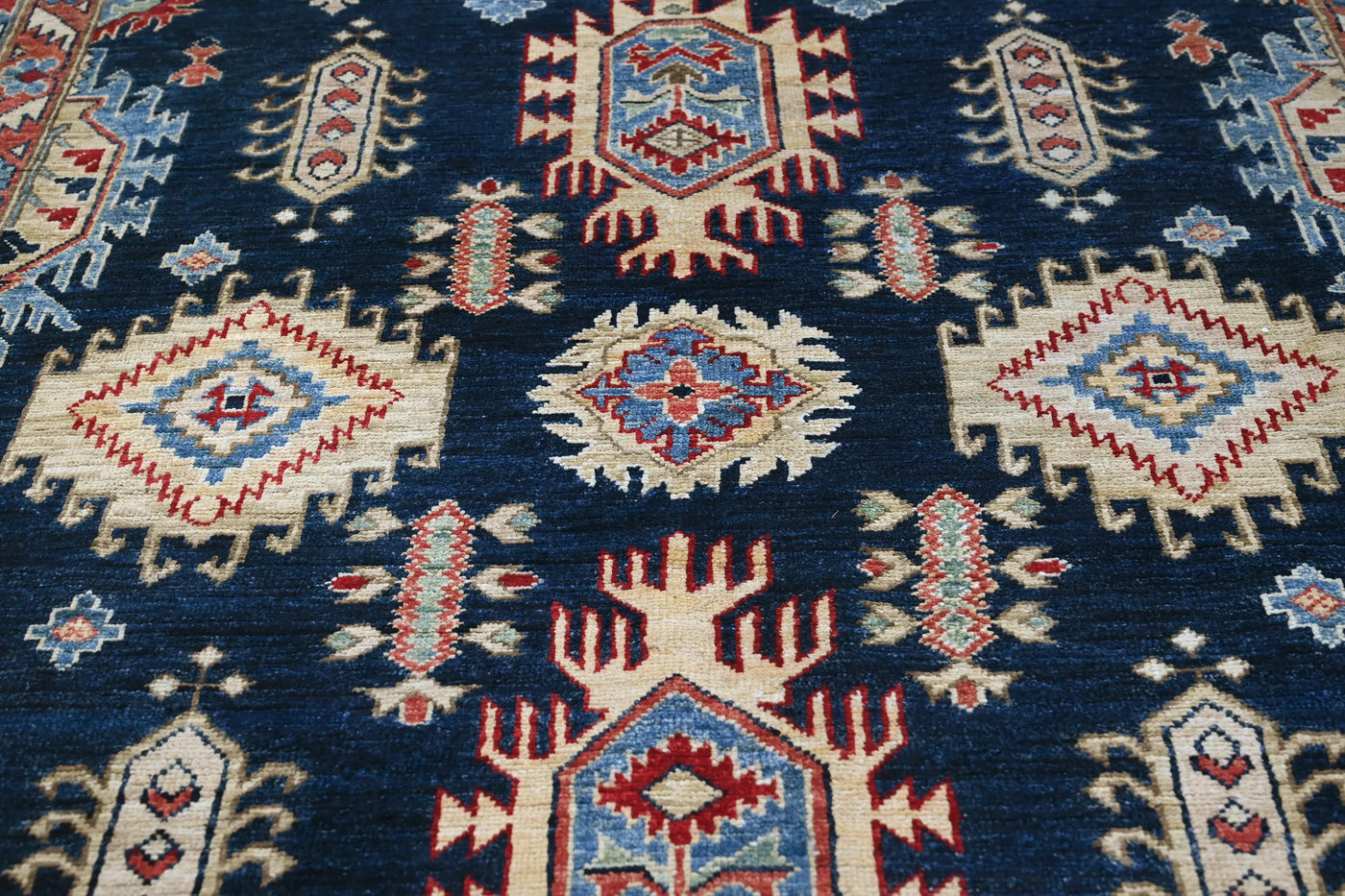 Chobi Afghan Rug – Cerulean Diamond