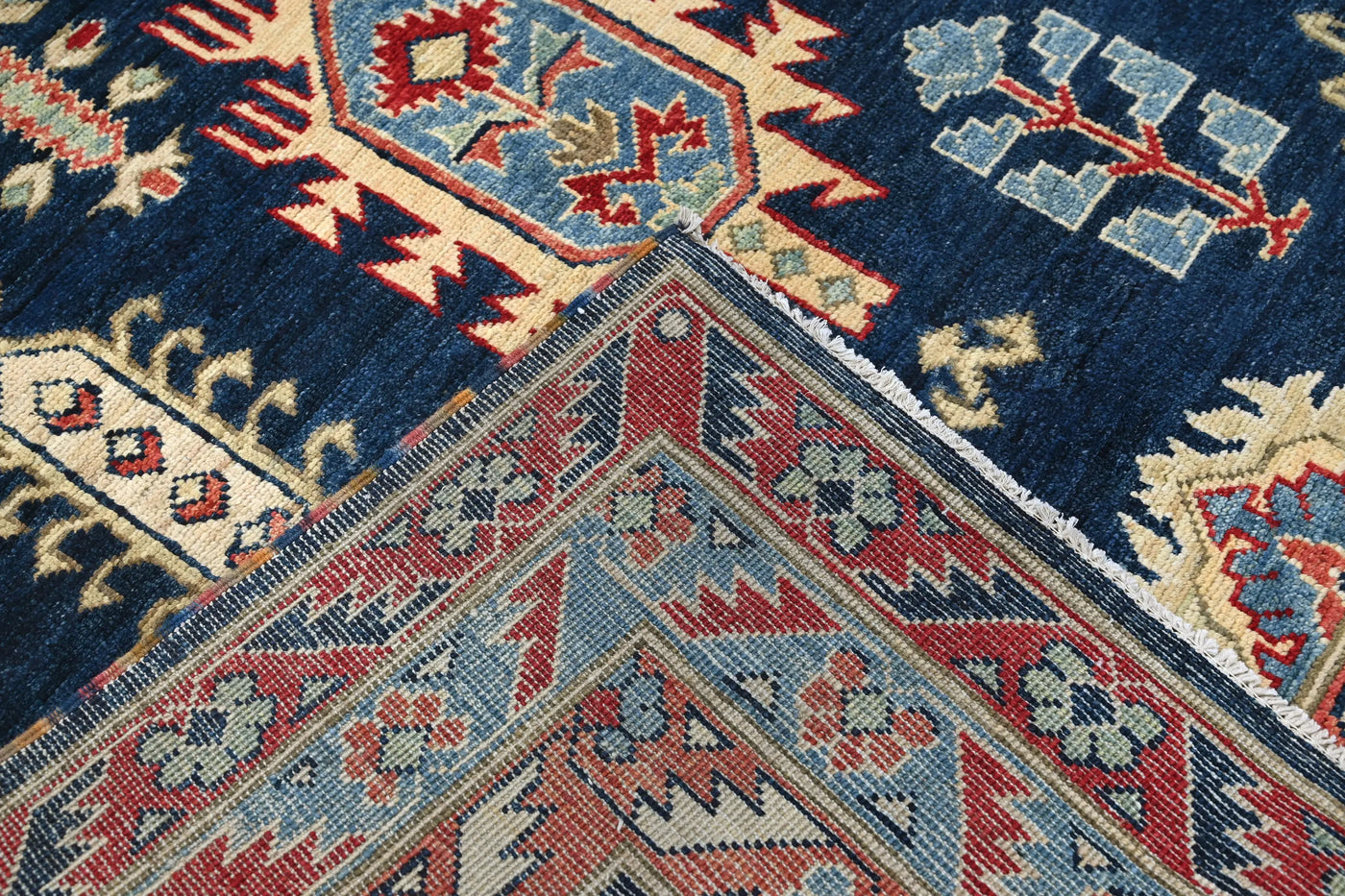 Chobi Afghan Rug – Cerulean Diamond