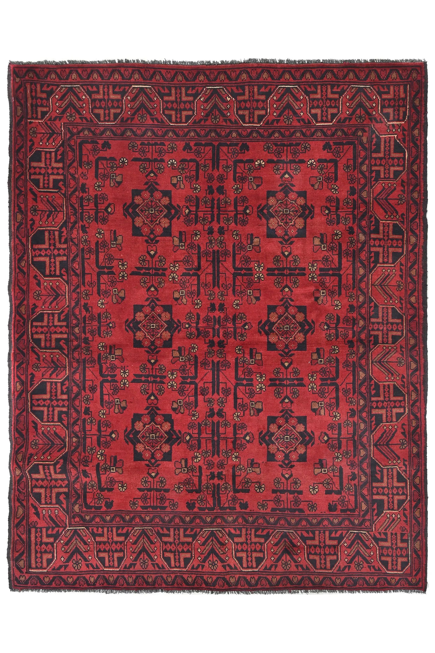 Khal Mohammadi Afghan Rug – Claret Constellation