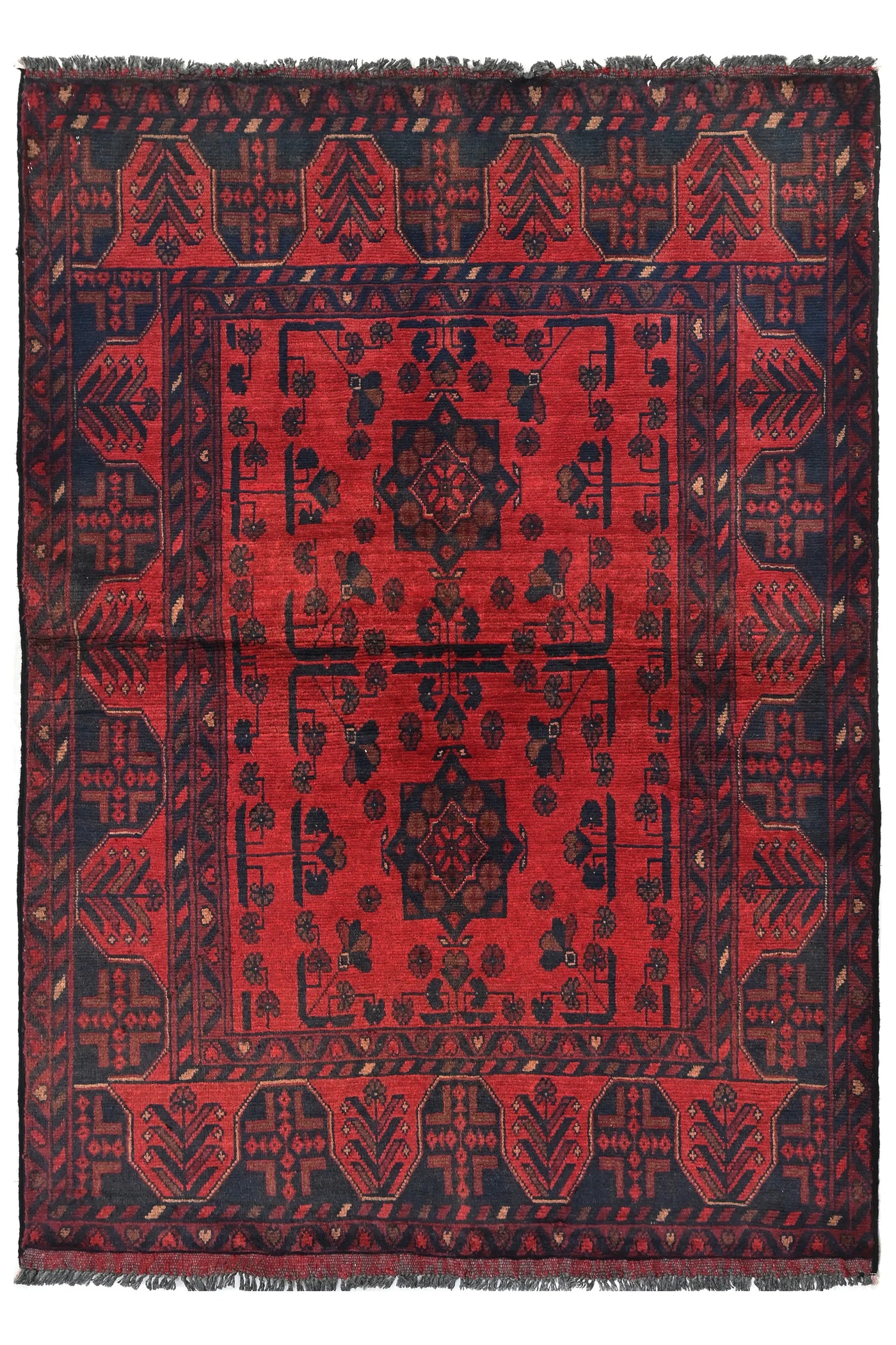 Khal Mohammadi Afghan Rug – Vermilion Trellis