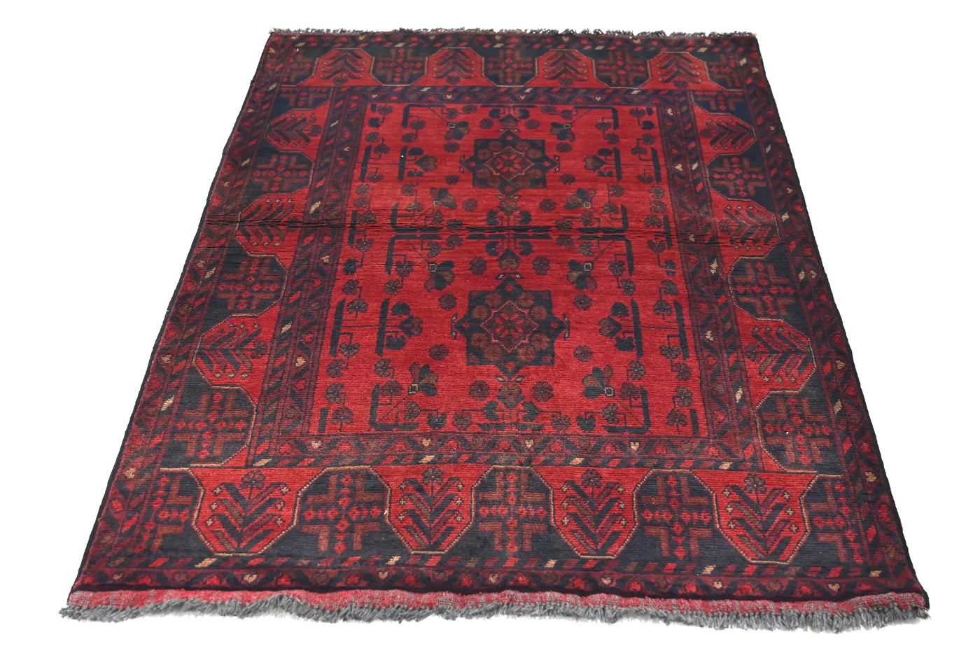 Khal Mohammadi Afghan Rug – Vermilion Trellis
