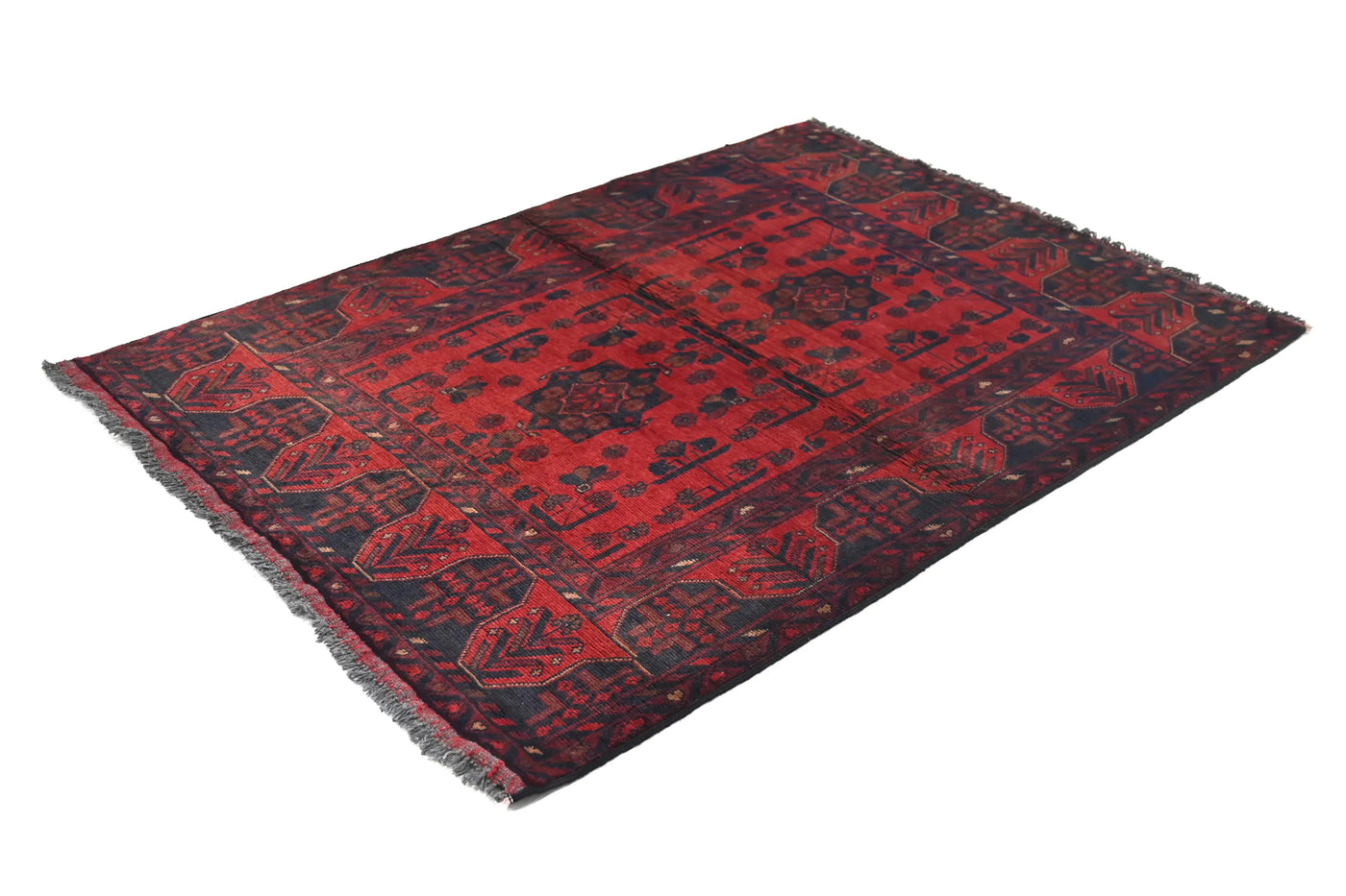Khal Mohammadi Afghan Rug – Vermilion Trellis