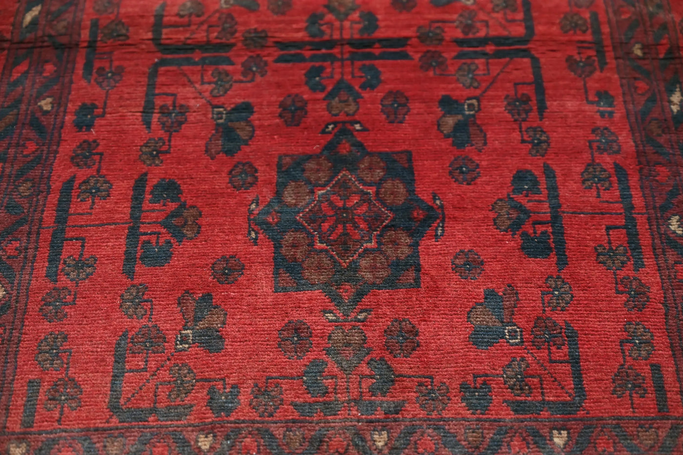 Khal Mohammadi Afghan Rug – Vermilion Trellis