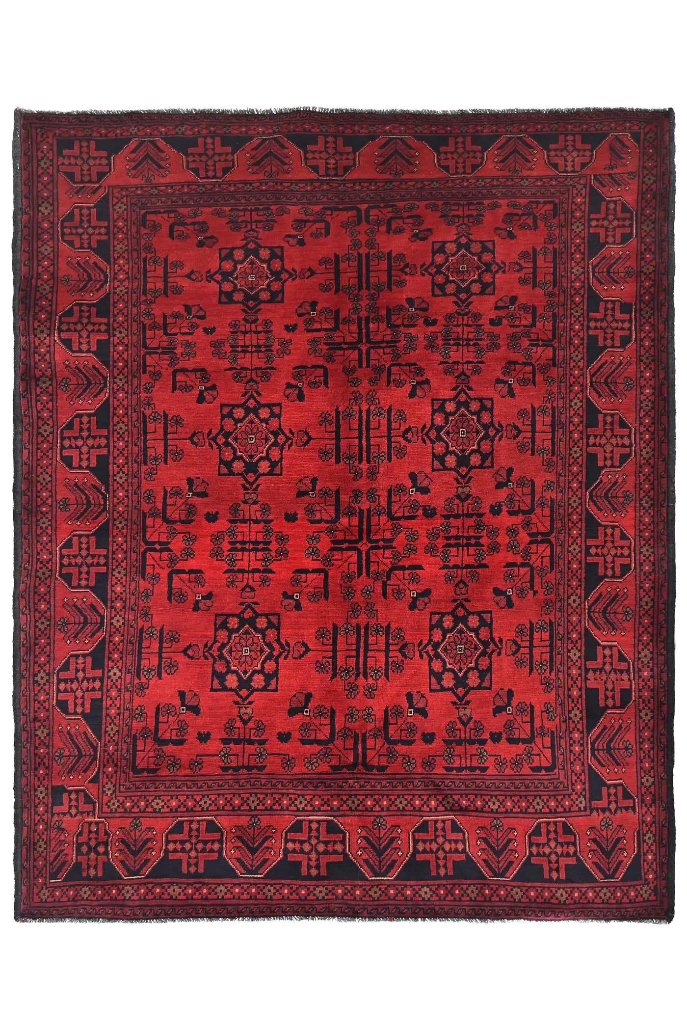 Khal Mohammadi Afghan Rug – Ruby Lattice
