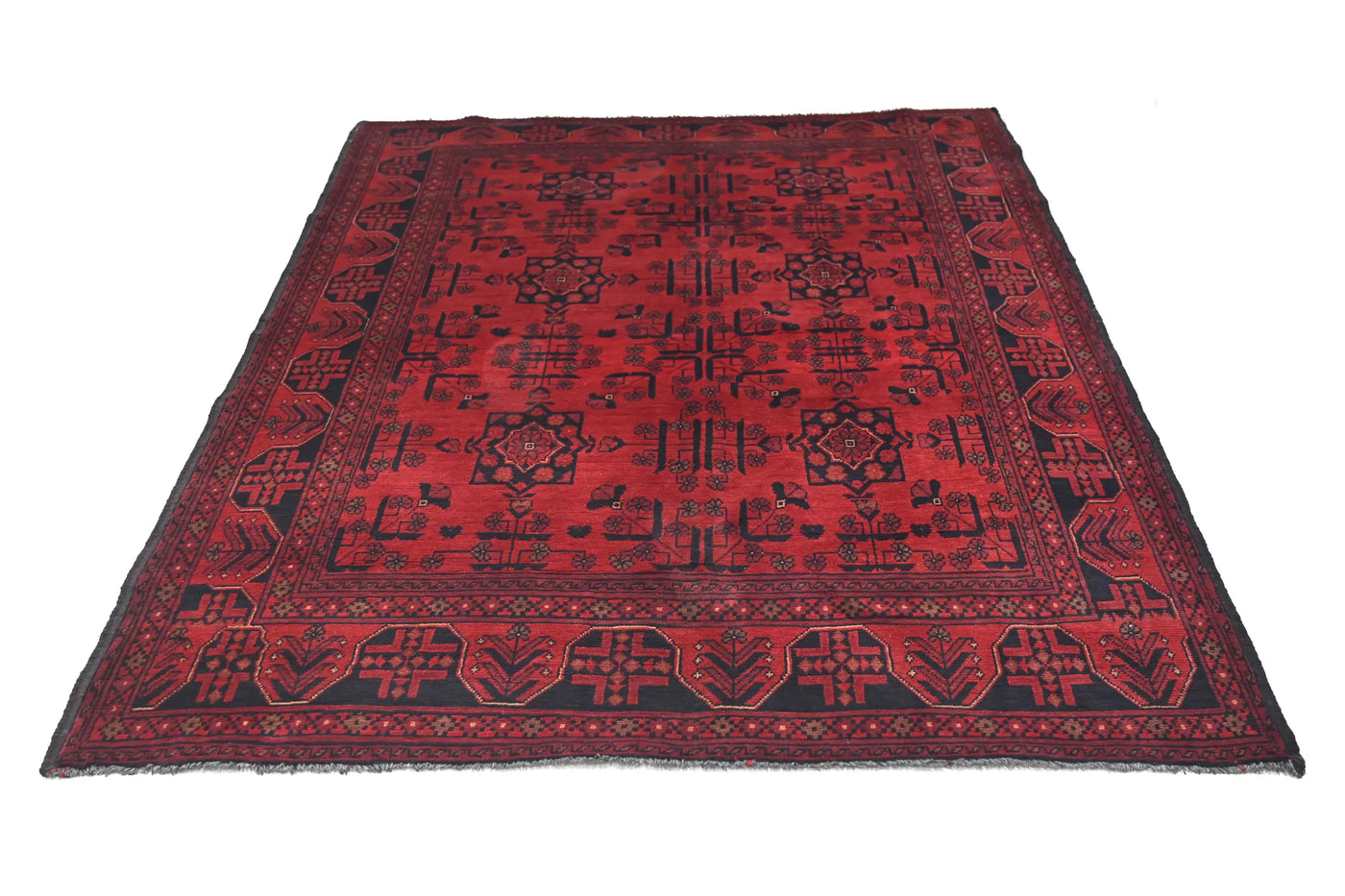 Khal Mohammadi Afghan Rug – Ruby Lattice