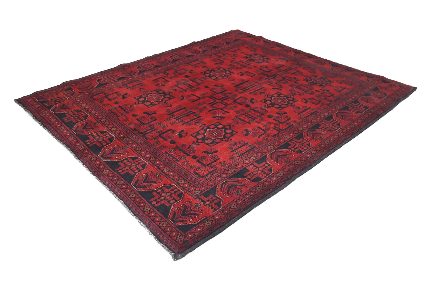 Khal Mohammadi Afghan Rug – Ruby Lattice