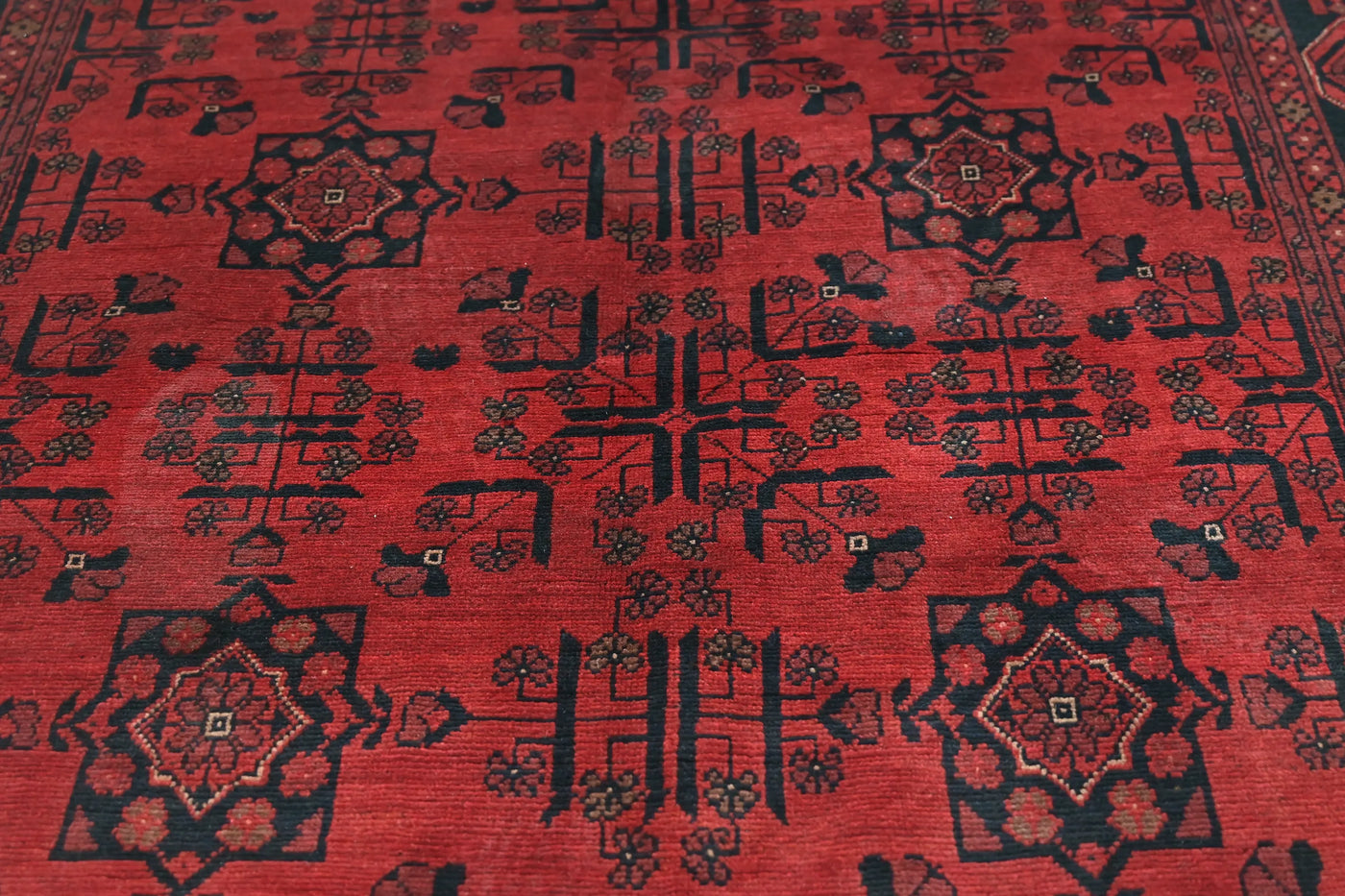 Khal Mohammadi Afghan Rug – Ruby Lattice