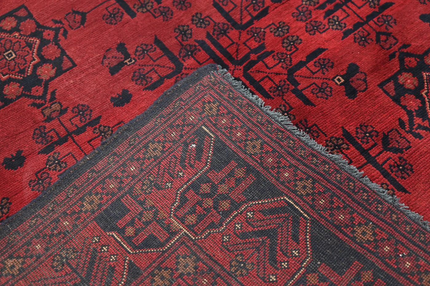 Khal Mohammadi Afghan Rug – Ruby Lattice