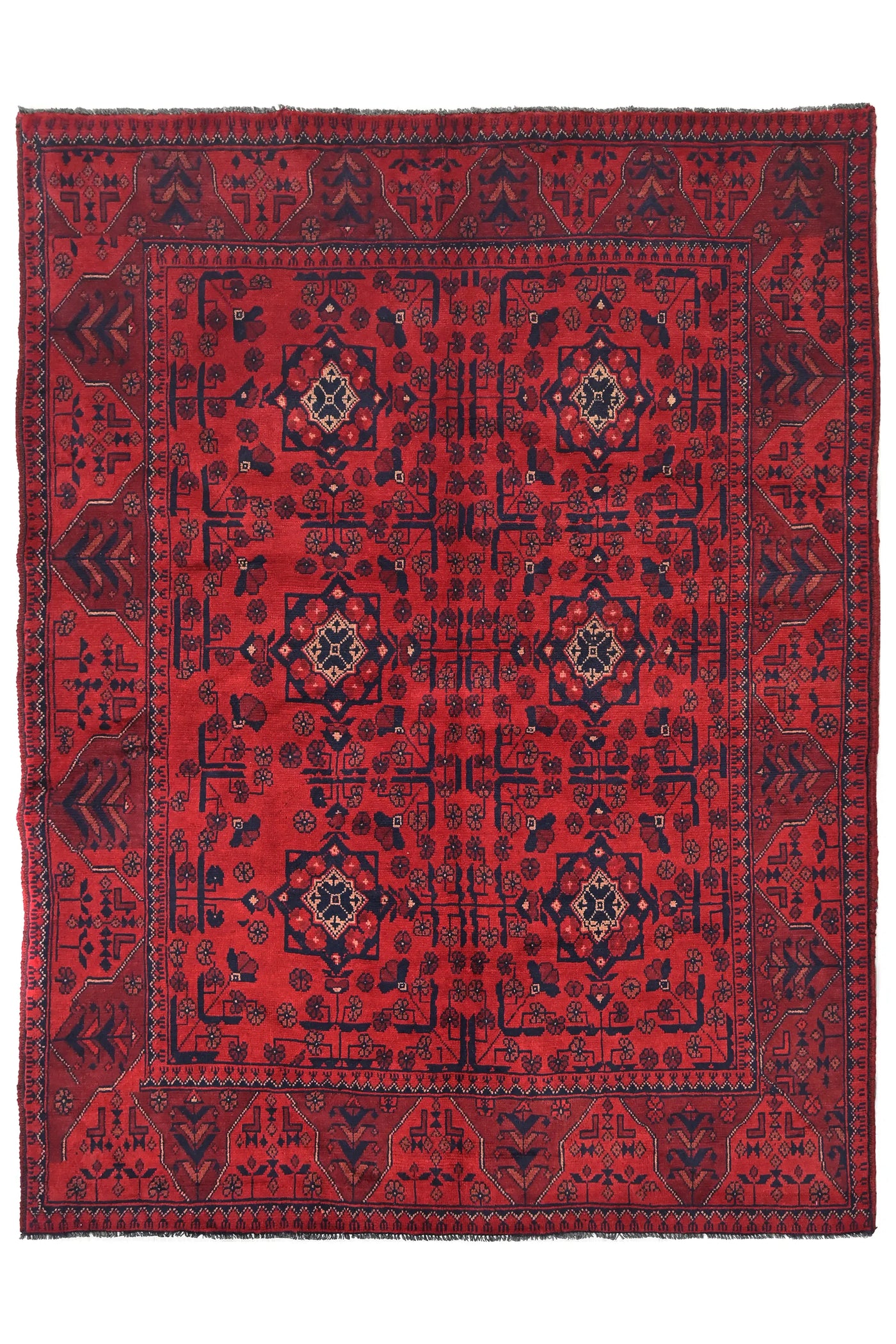 Khal Mohammadi Afghan Rug – Claret Medallion