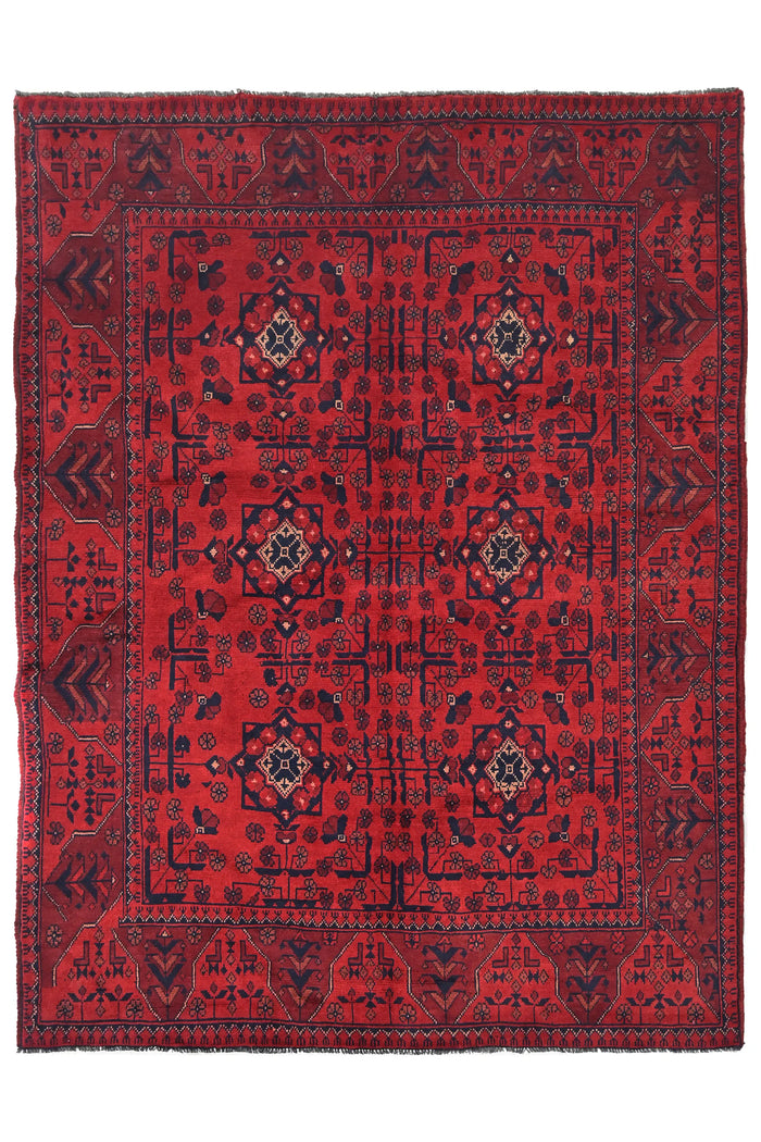 Khal Mohammadi Afghan Rug – Claret Medallion