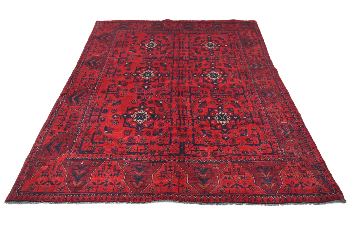 Khal Mohammadi Afghan Rug – Claret Medallion