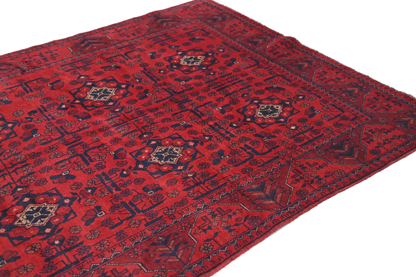 Khal Mohammadi Afghan Rug – Claret Medallion