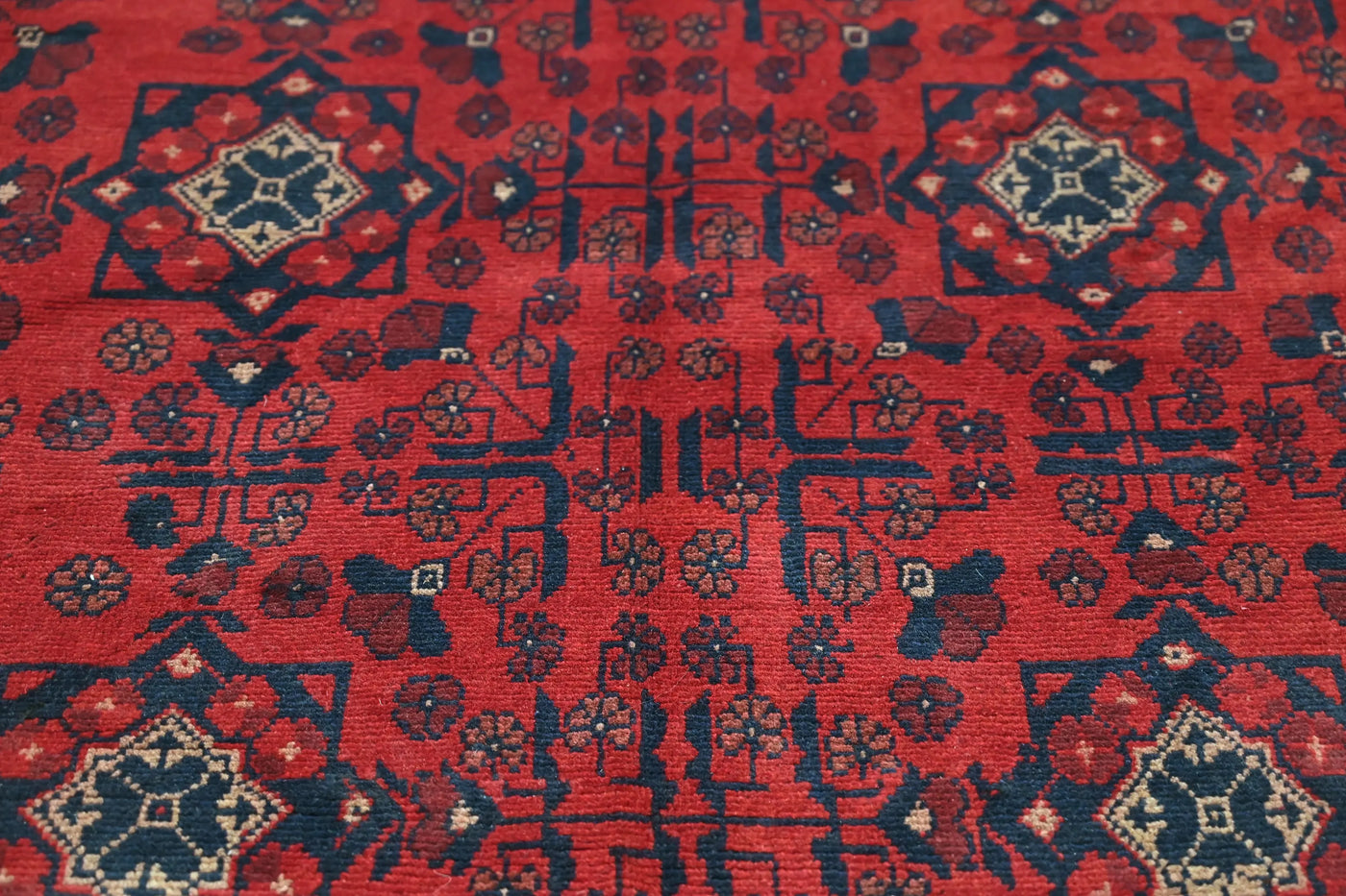 Khal Mohammadi Afghan Rug – Claret Medallion