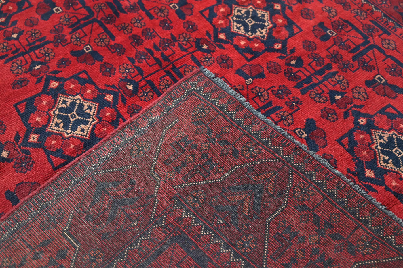 Khal Mohammadi Afghan Rug – Claret Medallion