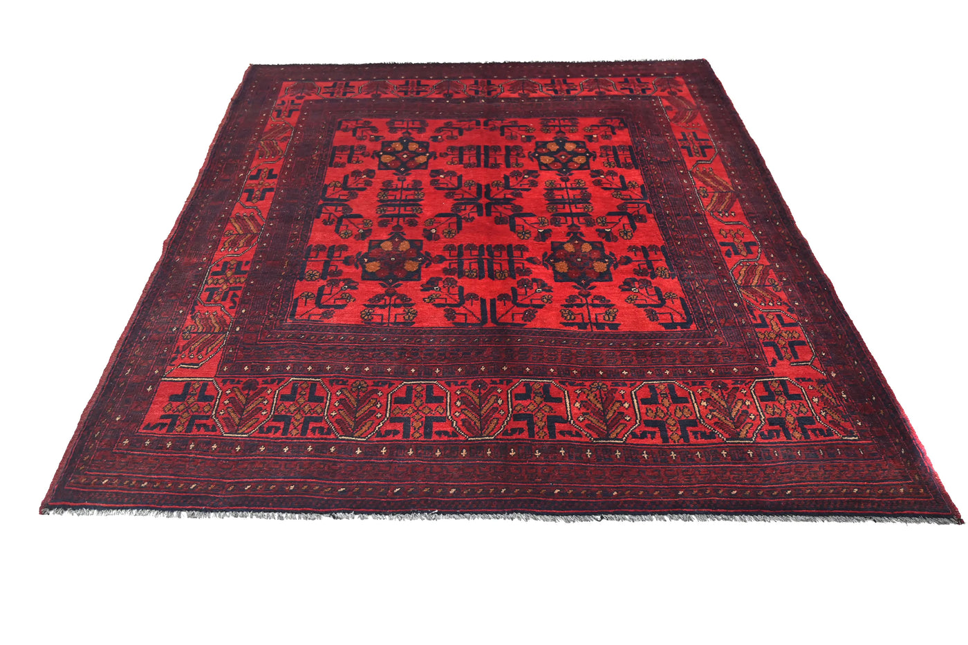 Khal Mohammadi Afghan Rug – Scarlet Triptych
