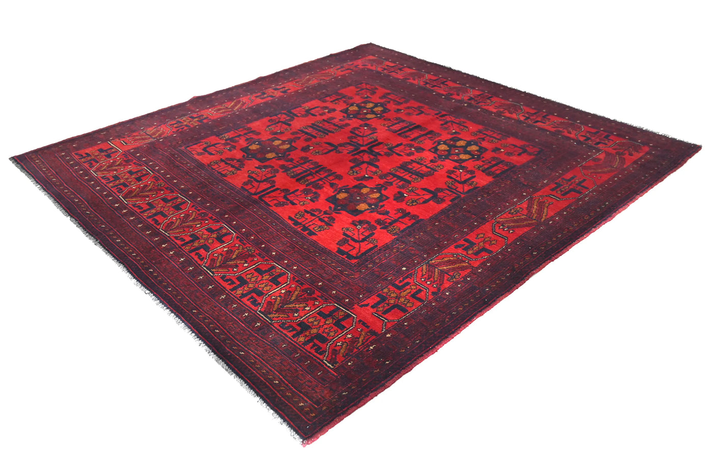 Khal Mohammadi Afghan Rug – Scarlet Triptych